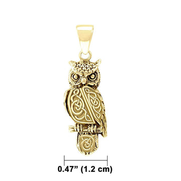 Celtic Horned Owl Solid Gold Pendant GPD5722 - Jewelry